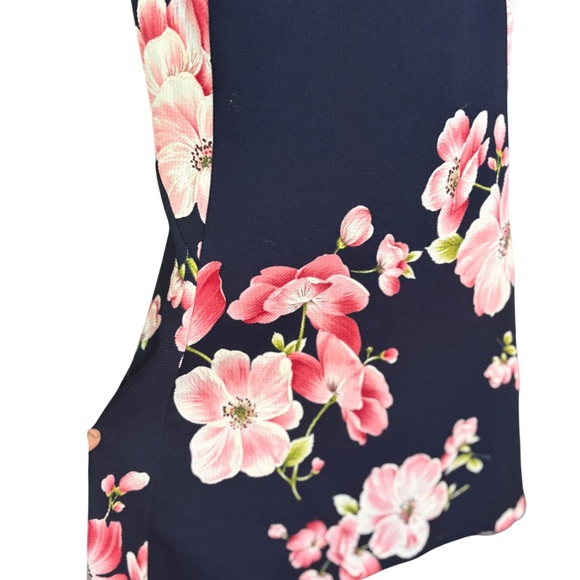 Jessica Howard navy blue and pink floral polyester fit and flare midi dress 24w - Picture 4 of 8